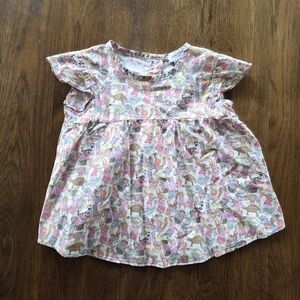 Kids Printed Top - Pink & White